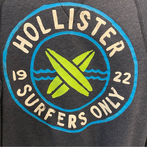 Hollister Blue Surfers Only Crewneck Pullover Sweatshirt Mens XS (Tag Small) - Picture 1 of 5